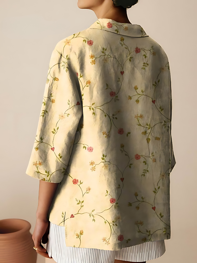 FloraBloom™ | Women’s Floral Collar Blouse