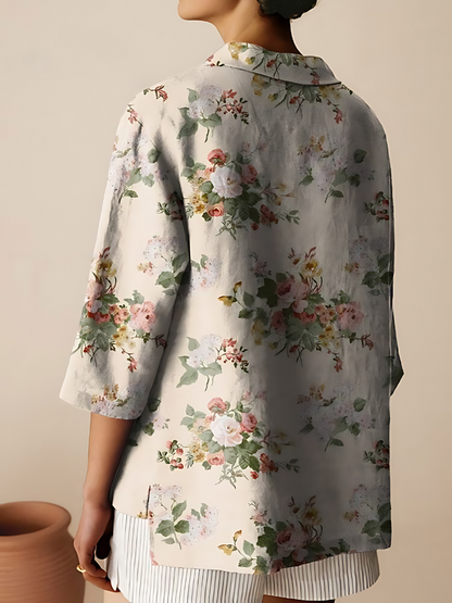 FloraBloom™ | Women’s Floral Collar Blouse