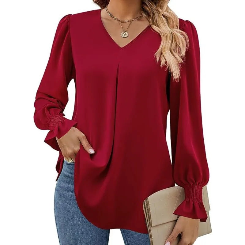 IvoryCharm™ - V-Neck Blouse