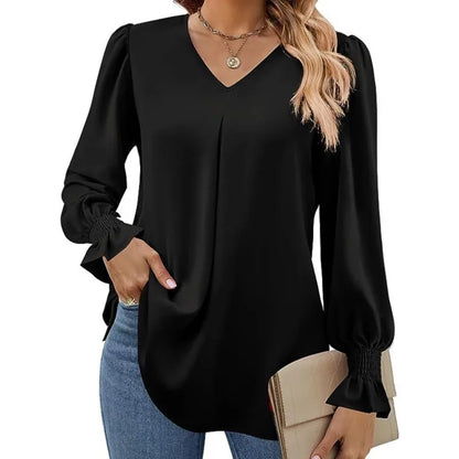 IvoryCharm™ - V-Neck Blouse