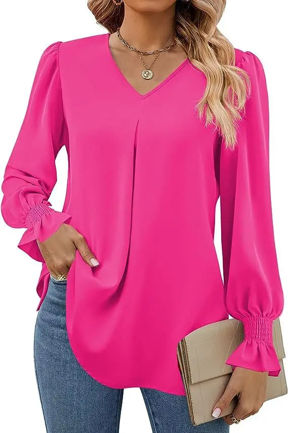 IvoryCharm™ - V-Neck Blouse