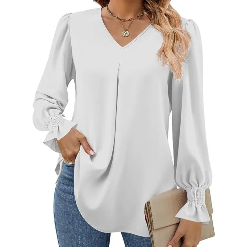 IvoryCharm™ - V-Neck Blouse