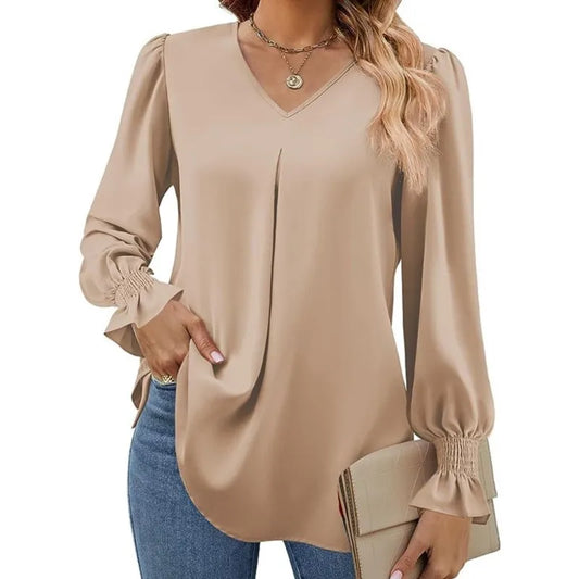 IvoryCharm™ - V-Neck Blouse