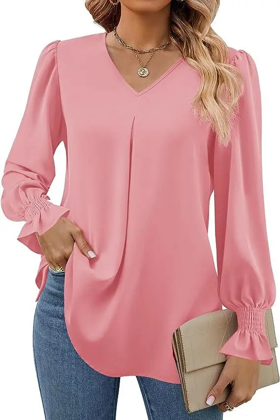 IvoryCharm™ - V-Neck Blouse