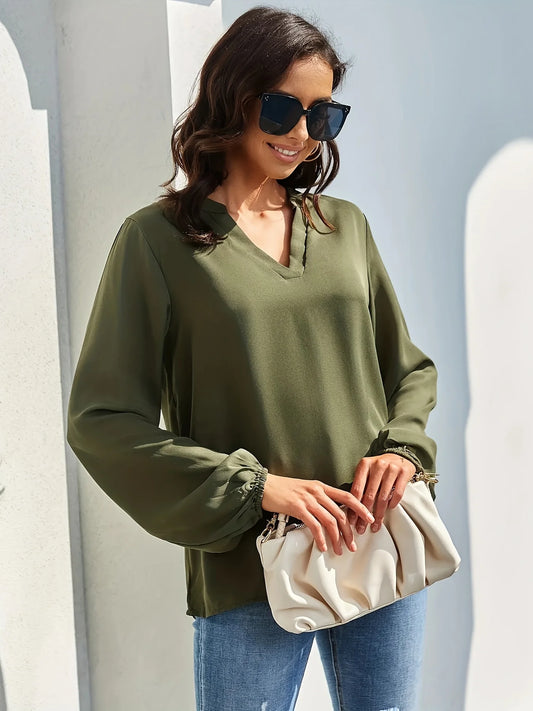 Elara™ - Luxe V-Neck Blouse