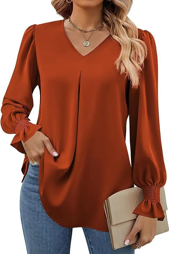 IvoryCharm™ - V-Neck Blouse