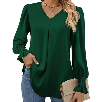 IvoryCharm™ - V-Neck Blouse