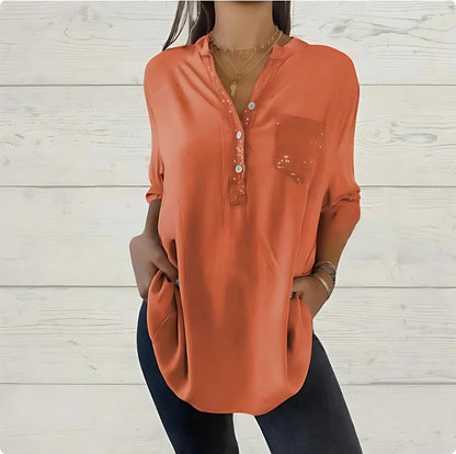 LuxeShine™ | Women’s Sequin Button-Down Shirt