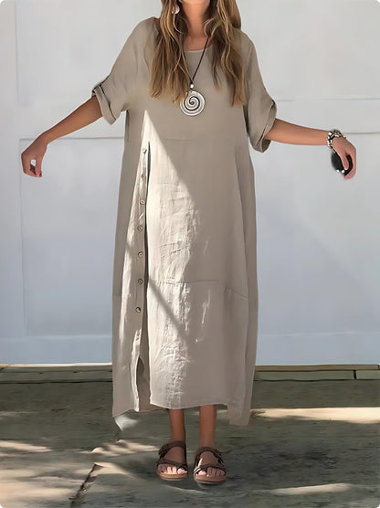 SereneFlow™ - Linen Maxi Dress