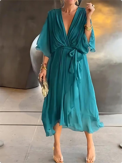 Sage™ - Flowing Wrap Midi Dress